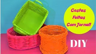 Como Fazer Cesta Com Jornal - DIY RECICLAGEM