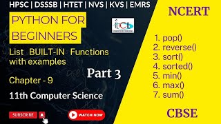 Python list Built in Functionpart3|pop()reverse()|sort()|sorted #pythontutorialforbeginners #python3