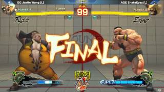 SSF4 AE2012 Grand Finals - Justin Wong (Adon,Rufus) vs Snake Eyez (Zangief)