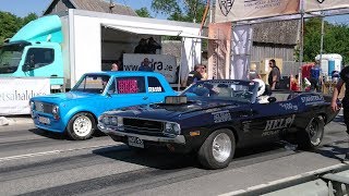 '70 Dodge Challenger Convertible 520cid vs VAZ 2101 4G63T 1/8 mile drag race