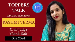 RJS Topper Rashmi Verma (CJ) (Rank 136) Live Interaction l Toppers Talk l UPSC TIME