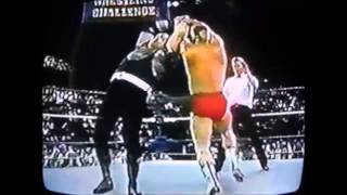 Sgt Slaughter vs Ronnie Garvin with noogie corkscrew temple submission