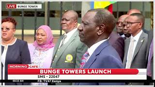 President Ruto arrives for the official opening of 26-storey KSh9.2 billion Bunge Towers