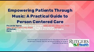 PREP Webinar: Empowering Patients Through Music: A Practical Guide to Person-Centered Care