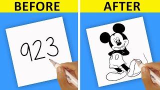 How To Draw Mickey Mouse With Number 923 Easy