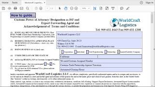 Worldcraft Logistics LLC's Power of Attorney form