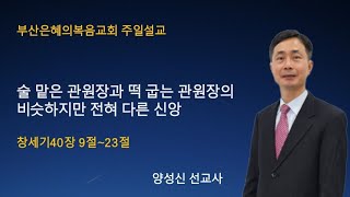 2024년11월17일/주일말씀/[복음]술 맡은 관원장과 떡 굽는 관원장의 비슷하지만 전혀 다른 신앙(창세기40장9절-23절)/양성신선교사/상담010-4947-8237