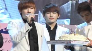 120413 Samsung Galaxy Player Party -  Nothing's Over & Sunggyu surprise birthday party