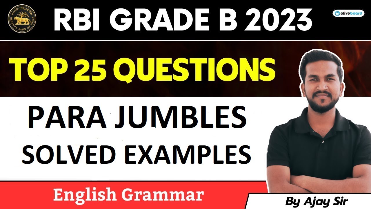 RBI Grade B 2023 English Grammar Preparation I Para Jumbles Questions ...