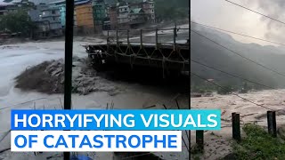 Sikkim Flash Flood: Bridge Washed Away, Vehicles Submerged In Massive Destruction