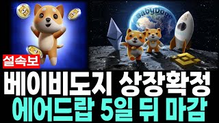 [베이비도지코인] BabyDoge - 설날속보 상장확정 에어드랍 5일 뒤 마감 필수시청 코미녀