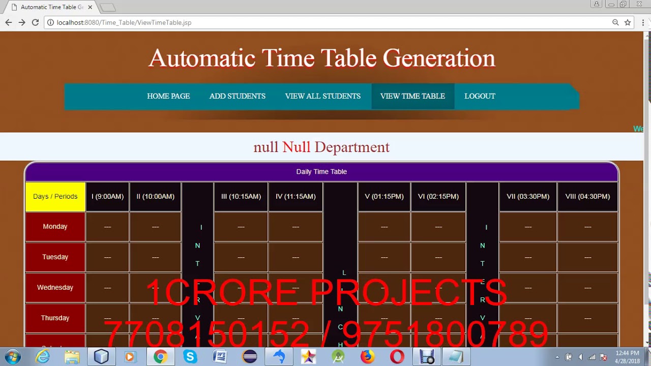 Automated Time Table Generator Marensrchen