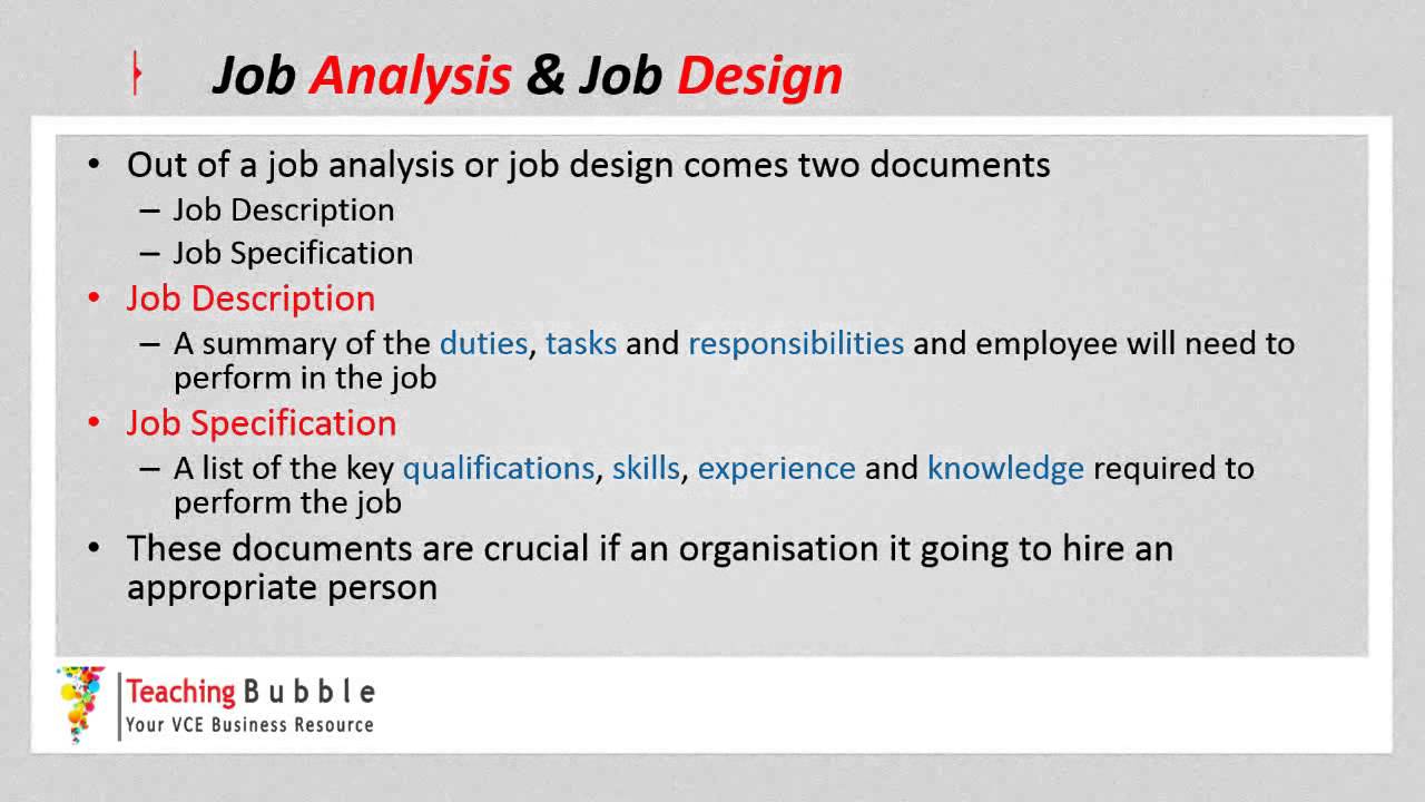 VCE Business Management - Job Analysis & Design - YouTube