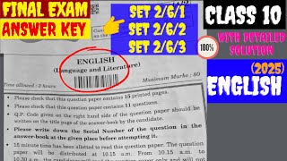 Set No. 2/6/1,2,3 Class 10 English Section -A,B,C Answer Key 2025 | CBSE Board Exam 2025