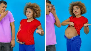 Funny Pregnancy Situations! Pregnant vs Not Pregnant! Pregnancy Hacks For Girls