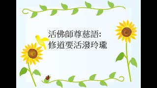 活佛師尊慈語: 修道要活潑玲瓏