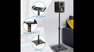 PERLESMITH Universal Speaker Stands Height Adjustable Holds Satellite Speakers \u0026 Bookshelf Speakers