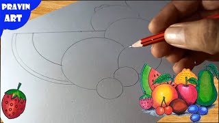 fruits drawing drawing with colour | fruits drawing for kids | colour fruits drawing | easy fruits