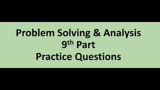 Problem Solving and Analysis 9th Part: Practice Questions #SATHEE_BANK #swayamprabha #Bankingexams