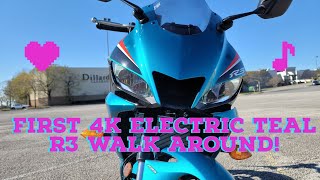 2021 Yamaha Electric Teal R3 walk around (4K) with Lofi.