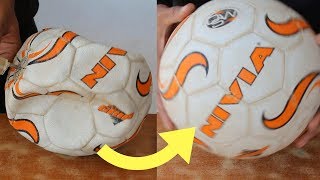 How to Fix a Punctured Football / Volleyball in 5 Rupees at Home | SportShala | Hindi |