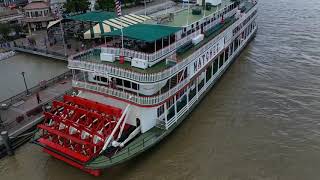 Steamboat Natchez WITH Steam Calliope Organ - New Orleans Drone View