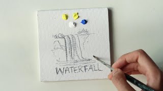 Daily Challenge #13 / Waterfall Painting / Simple Acrylic Painting for Beginners