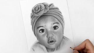 How to Draw a Baby Girl Portrait Drawing with Graphite Pencils - Sketch to Shading