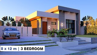 8 x 12 Meters | SMALL AND MODERN HOUSE DESIGN with 3 Bedroom