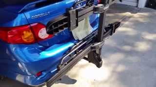 Folded Up For Storage - Inno INH305 Bike Rack On 2010 Toyota Corolla S