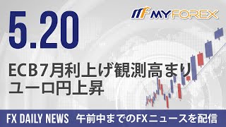 ECB7月利上げ観測高まりユーロ円上昇 2022年5月20日 FXデイリーニュース【Myforex】