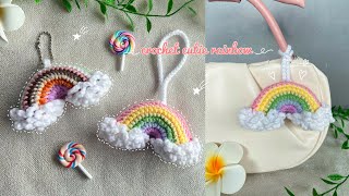 Crochet Rainbow Charm Keychain 🌈 | DIY Rainbow Clouds Keychain 🌈 beginner-friendly tutorial