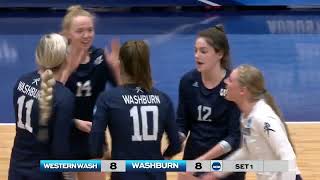 2021 DII women's volleyball semifinal Washburn vs  Western Washington