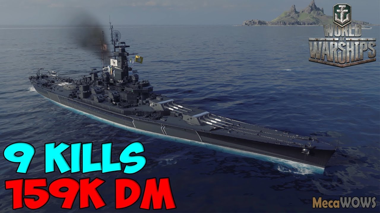 World Of WarShips | Massachusetts B | 9 KILLS | 159K Damage - Replay ...