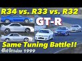 GT-R R32 vs. R33 vs. R34 同じチューニングでどれがイチバン!?【Hot-Version】1999