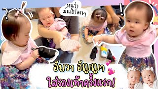 อัญญาอัยวาใส่รองเท้าเดินครั้งแรก | Twin Girls