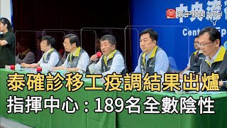 泰確診移工疫調結果出爐  指揮中心 :  189名全數陰性｜寰宇新聞 20200729