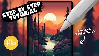 You Can Draw This Autumn Sunset Landscape in PROCREATE - Step by Step Procreate Tutorial