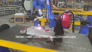 HWASHI Automatic TIG welding robot with wire feeder to weld steel cabinet