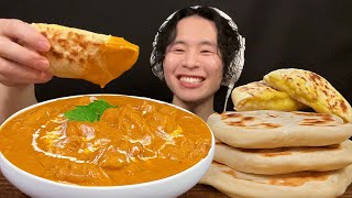 ASMR Butter chicken curry and cheese naan‼️【eating sound/mukbang】