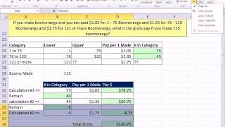 Excel 2010 Business Math 48: Incentive Pay: Variable Piece Work Rates