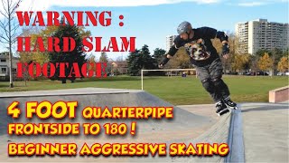 Beginner Aggressive Inline Skating at Middle Age - Frontside Stall To 180 - Playlife Reactor Skates