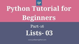 Python Tutorial For Beginners Part - 16 - Lists - Part - 03