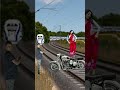 funny bullet aunty dance on train track stop the speed train shortsfeed tranding