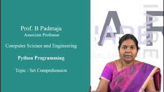 Set Comprehension - Python Programming by Prof B Padmaja