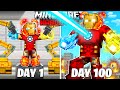 I Survived 100 Days as ELEMENTAL IRON MAN in HARDCORE Minecraft