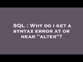 SQL : Why do i get a syntax error at or near 