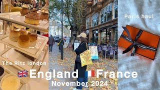 Europe vlog!🎄A few days in LONDON \u0026PARIS | The Ritz afternoon tea ,shopping,eating|winter 2024haul..