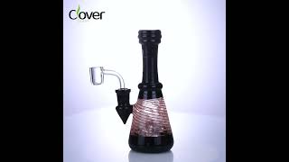 6.88-Inch Spiral Wrapped Black Glass Rig WPE-466 with 14mm Female Joint and Sleek Beaker Design