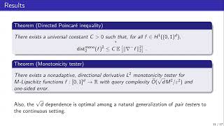 FOCS 2024 10B Directed Isoperimetry and Monotonicity Testing: A Dynamical Approach